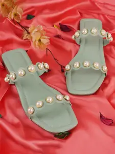 BAESD Embellished Open Toe Flats