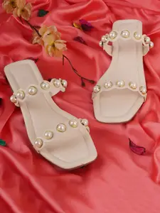 BAESD Embellished Open Toe Flats