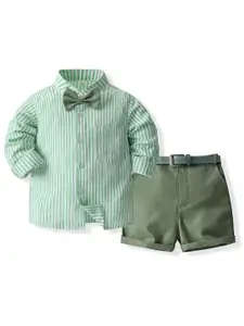 StyleCast x Revolte Boys Striped Long Sleeves Shirt Collar Top with Shorts