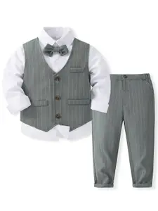 StyleCast x Revolte Boys Grey & White Shirt Collar Shirt with Trousers