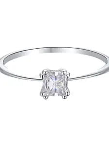 BRIA JEWELS 925 Sterling Silver Rhodium-Plating CZ Studded Finger Ring