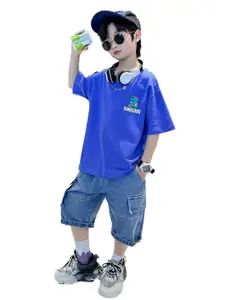 StyleCast x Revolte Boys Printed Round Neck Short Sleeves T-shirt With Shorts