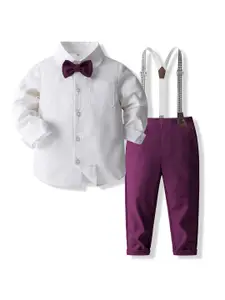 StyleCast x Revolte Boys Cotton Shirt With Trousers & Suspenders