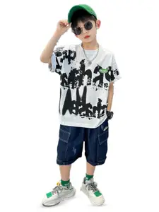 StyleCast x Revolte Boys Short Sleeves Round Neck Printed T-shirt with Capris