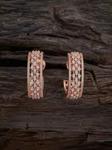 Kushal's Fashion Jewellery Rose Gold-Plated Circular Half  Hoop Earrings