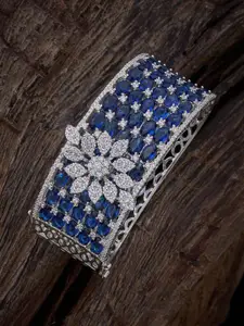 Kushal's Fashion Jewellery Women Cubic Zirconia Rhodium-Plated Bangle-Style Bracelet