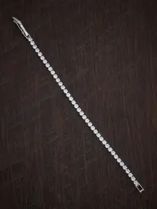 Kushal's Fashion Jewellery Rhodium-Plated Cubic Zirconia Studded Link Bracelet