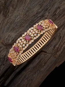 Kushal's Fashion Jewellery Gold-Plated Cubic Zirconia Studded  Kada Bracelet