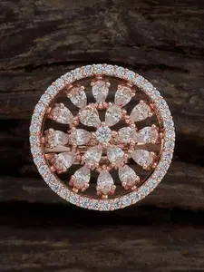 Kushal's Fashion Jewellery Rose Gold-Plated Cubic Zirconia Studded Finger Ring