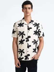 Flying Machine Floral Printed Cuban Collar Casual Shirt