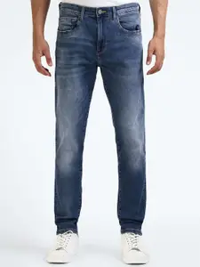 Flying Machine Men Tapered Fit Low Distress Heavy Fade Stone Wash Stretchable Jeans