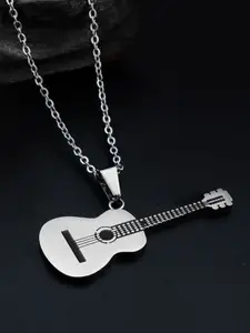 Peora Silver-Plated Guitar Shape Pendant with Chain