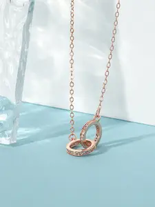 Peora Rose Gold-Plated AD Studded Necklace