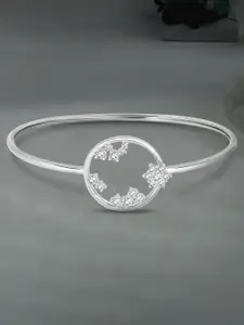 Peora Women Cubic Zirconia Silver-Plated Kada Bracelet