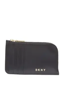 DKNY Women Zip Detail Leather Card Holder