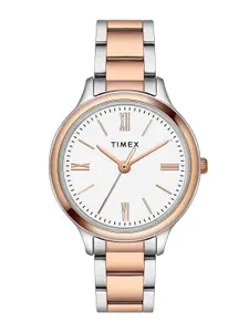 Timex Women Brass Dial & Stainless Steel Straps Analogue Watch TWTL121SMU03