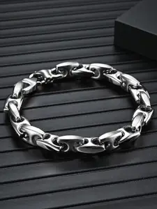 Peora Men Stainless Steel Silver-Plated Link Bracelet