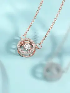 Peora Rose Gold-Plated AD Studded Necklace