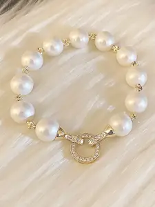 Peora Gold-Plated Beaded Charm Bracelet