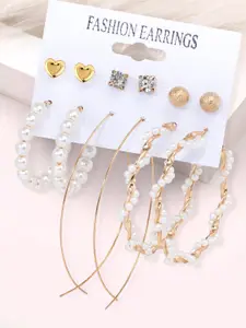 Peora Set Of 6 Gold Plated Contemporary Hoop Earrings