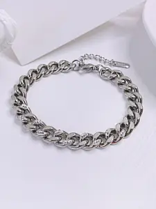Peora Men Silver-Plated Stainless Steel Link Bracelet
