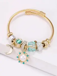 Peora Women Gold-Plated Stone Studded Wraparound Bracelet