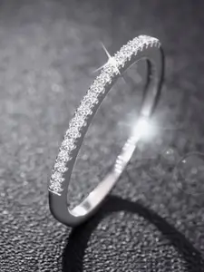 Peora Silver Plated AD Studded Solitaire Finger Ring