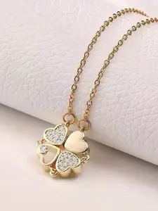 Peora Gold-Plated American Diamond Studded Pendant Necklace Chain