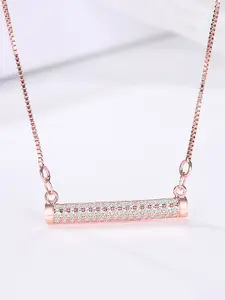 Peora American Diamond Rose Gold-Plated Necklace