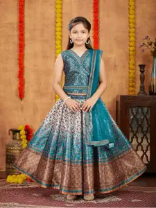 Aarika Girls Printed Beads and Stones Ready to Wear Lehenga & Blouse With Dupatta
