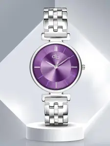 DressBerry Women Silver Toned Stainless Steel Straps Analogue Watch DB-021-Purple