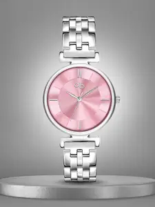DressBerry Women Pink Brass Dial & Stainless Steel Straps Analogue Watch DB-021-Pink
