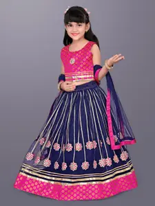 BAESD Girls Woven Design Gotta Patti Net Ready to Wear Lehenga & Choli With Dupatta