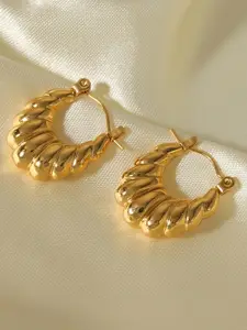 VIEN Gold Plated Contemporary Hoop Earrings