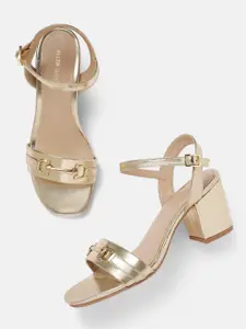 Allen Solly Open Toe Horsebit Detail Block Heels