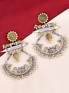 PANASH Gold-Plated Beads Beaded Crescent Shaped Chandbalis