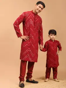 VASTRAMAY Boys Embroidered Regular Mirror Work Kurta & Pyjamas
