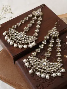 TEEJH Gold-Plated Contemporary Drop Earrings