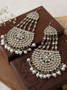 TEEJH Gold-Plated Contemporary Chandbalis