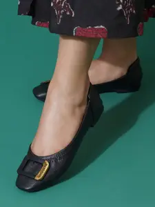Sherrif Shoes Buckle Detail Square Toe Ballerinas