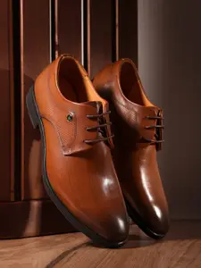 Louis Philippe Men Textured Leather Formal Derbys