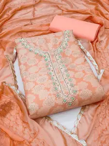 MAHALASA Floral Woven Design Pure Cotton Unstitched Dress Material