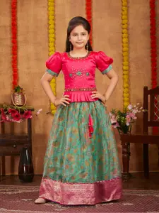 BAESD Girls Ethnic Motifs Embroidered Ready To Wear Lehenga Choli