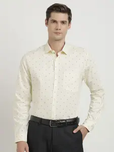 Turtle Classic Slim Fit Long Sleeves Spread Collar Opaque Printed Formal Shirt