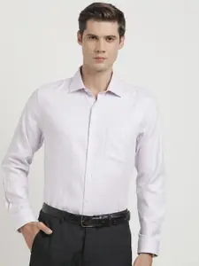 Turtle Spread Collar Long Sleeves Classic Slim Fit Cotton Striped Formal Shirt