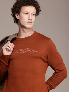 French Connection Pure Cotton Knitted Typography Pullover Sweater