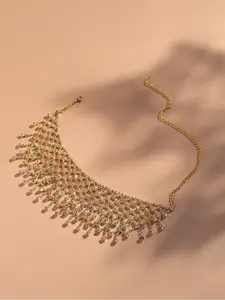 SOHI Silver-Plated Stone Studded Designer Party Necklace