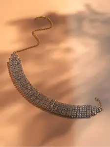 SOHI Silver-Plated Stone Studded Designer Party Necklace