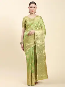 ALAGINI Woven Design Zari Silk Blend Ready to Wear Banarasi Saree
