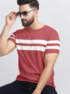 AUSK Striped Round Neck Half Sleeves T-shirt